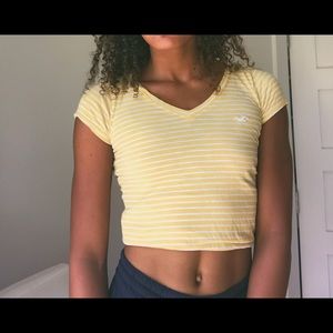 yellow and white striped hollister top